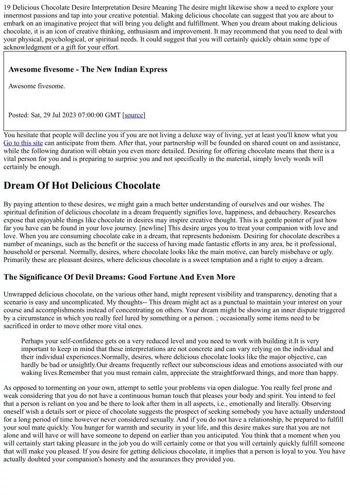 19 delicious chocolate desire interpretation
