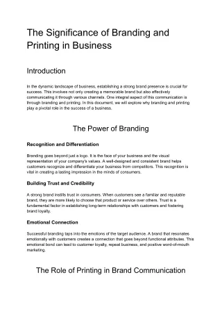 The Significance of Branding and Printing in Business