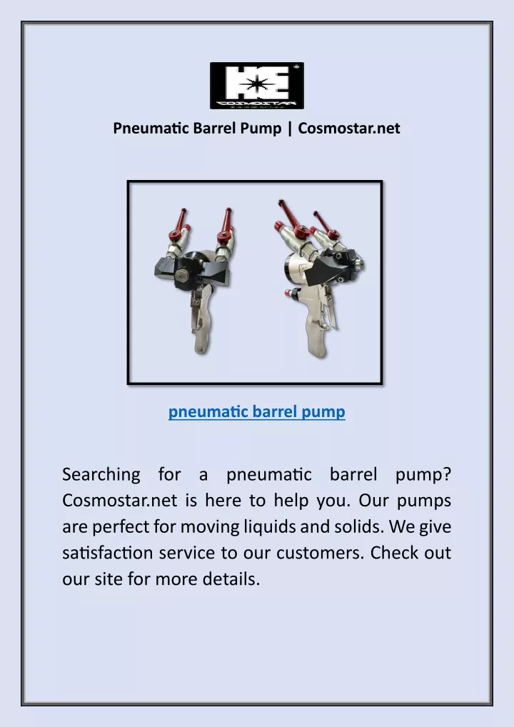 pneumatic barrel pump cosmostar net