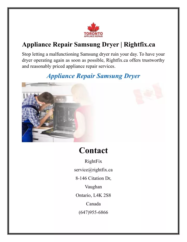 appliance repair samsung dryer rightfix ca