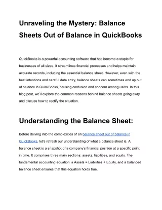 Unraveling the Mystery_ Balance Sheets Out of Balance in QuickBooks