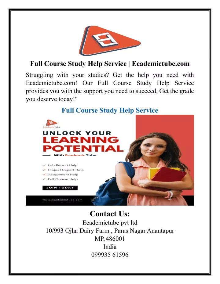 full course study help service ecademictube com