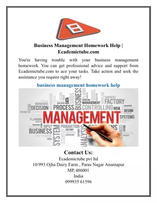 Business Management Homework Help | Ecademictube.com