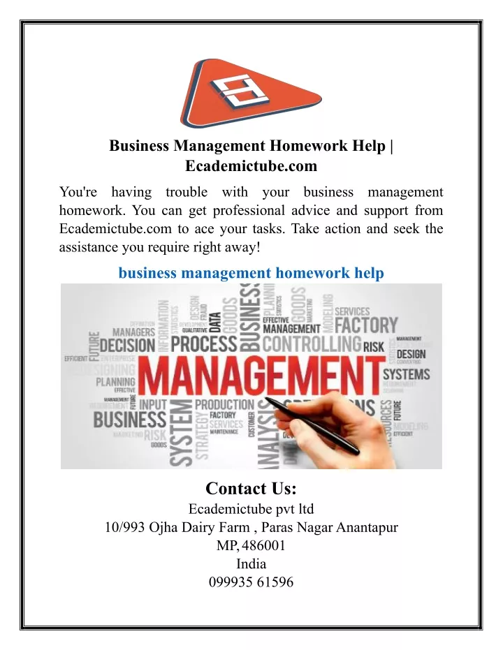 business management homework help ecademictube com