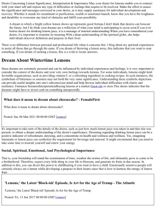 Desire Regarding Lemon Significance, Interpretation & Meaning