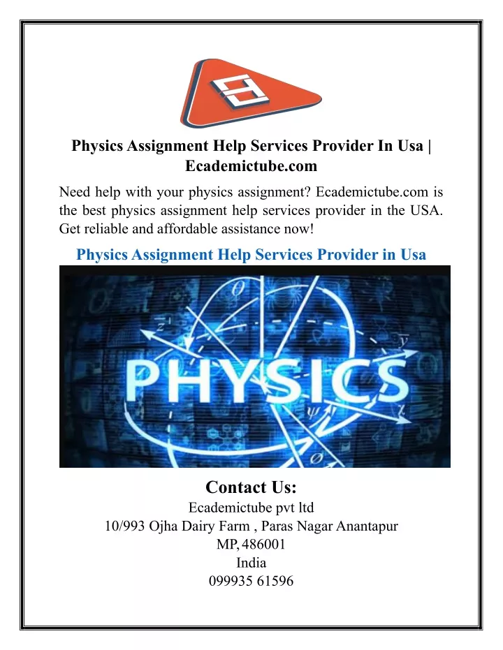 physics assignment help services provider