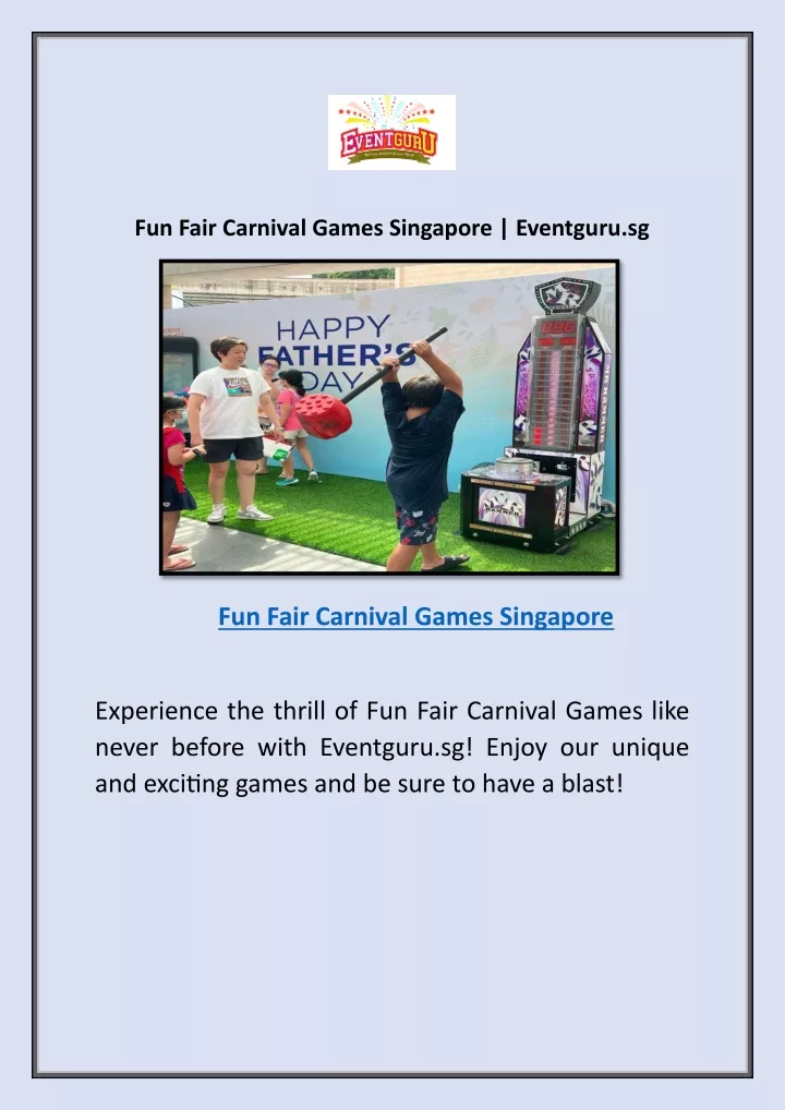 fun fair carnival games singapore eventguru sg