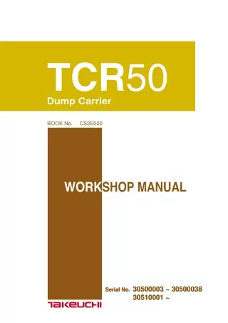 Takeuchi TCR50 Dump Carrier Service Repair Manual