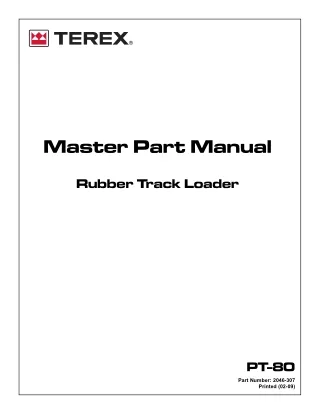 Terex Posi-Track PT 80 Track Loader Parts Catalogue Manual