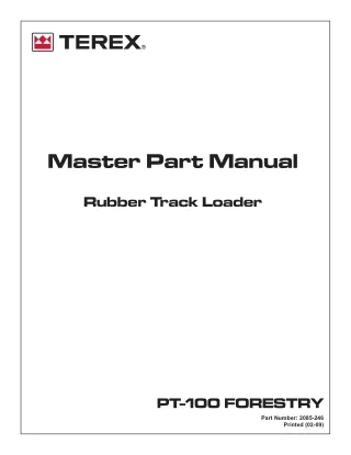 Terex Posi-Track PT 100 Forestry Track Loader Parts Catalogue Manual