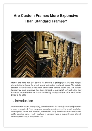 Are Custom Frames More Expensive Than Standard Frames?