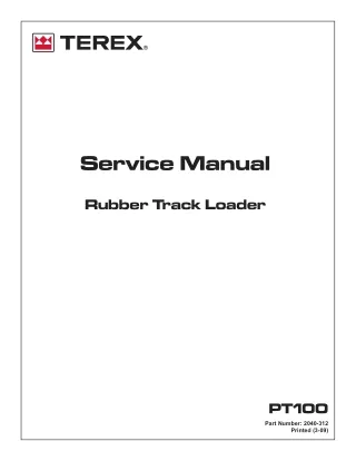 Terex Posi-Track PT-100 Track Loader Service Repair Manual
