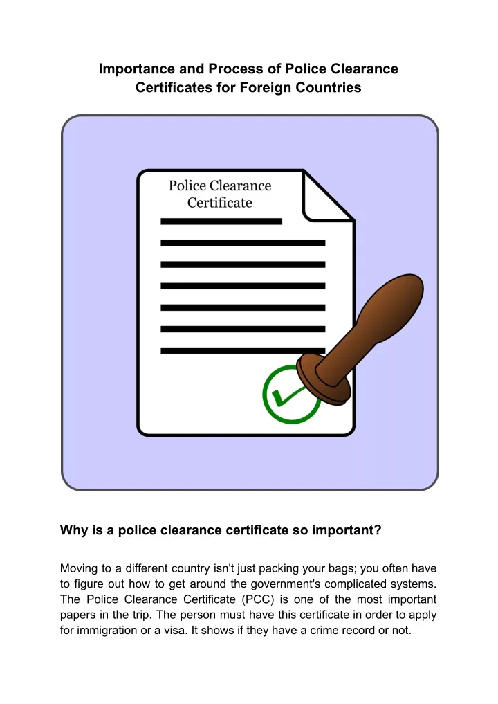 importance and process of police clearance