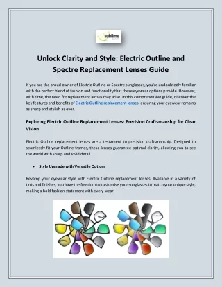 Unlock Clarity and Style: Electric Outline and Spectre Replacement Lenses Guide