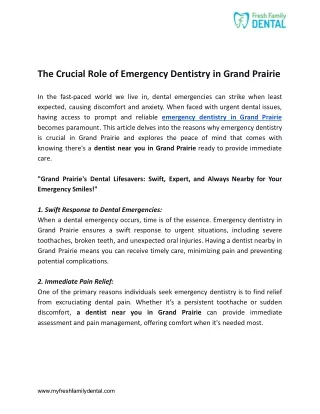 The Crucial Role of Emergency Dentistry in Grand Prairie (1)
