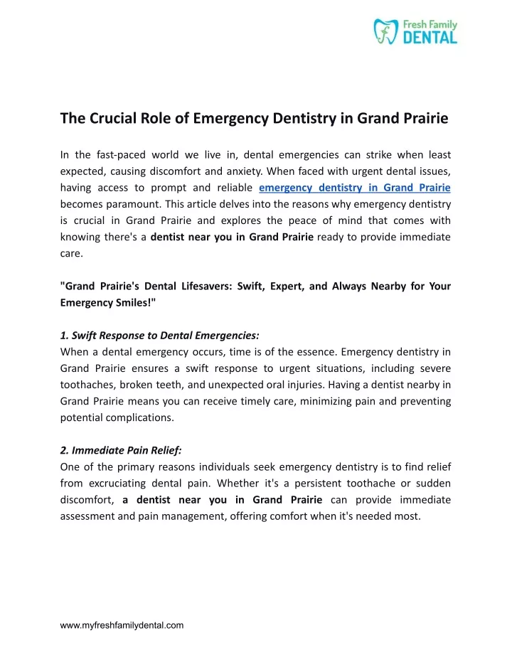 the crucial role of emergency dentistry in grand