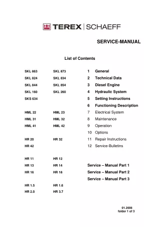 Terex Schaeff HR 1.5 HR1.5 Mini Excavator Service Repair Manual