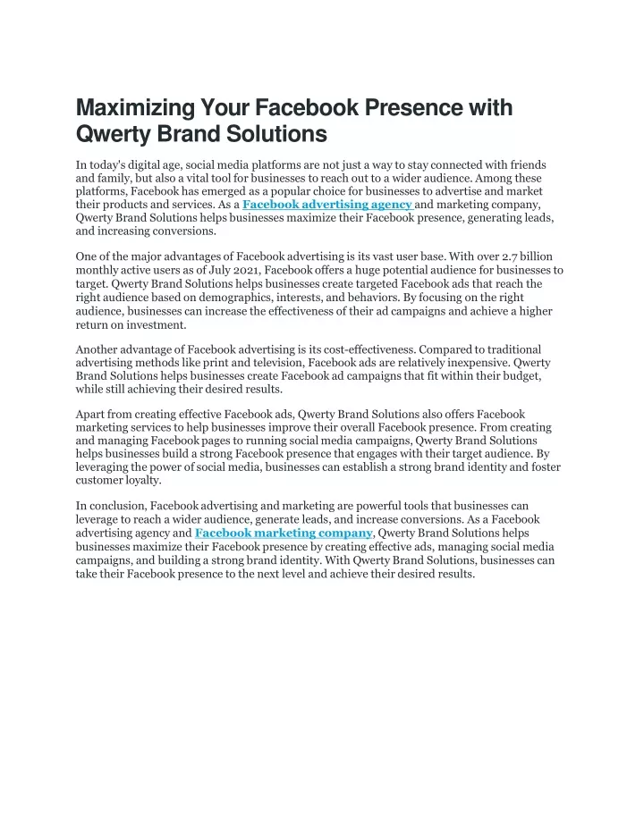 maximizing your facebook presence with qwerty brand solutions