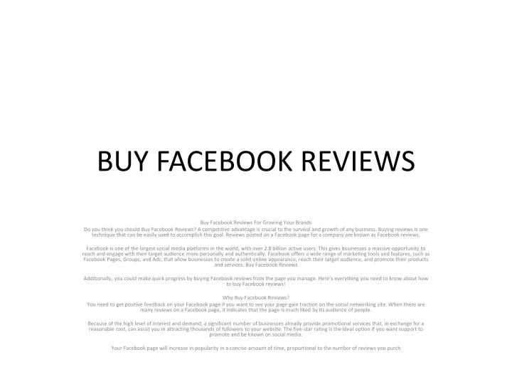 buy facebook reviews