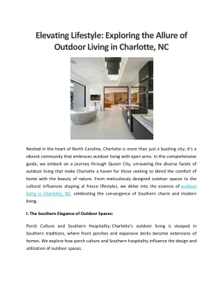 Elevating Lifestyle Exploring the Allure of Outdoor Living in Charlotte, NC