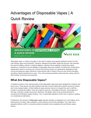 Advantages of Disposable Vapes _ A Quick Review