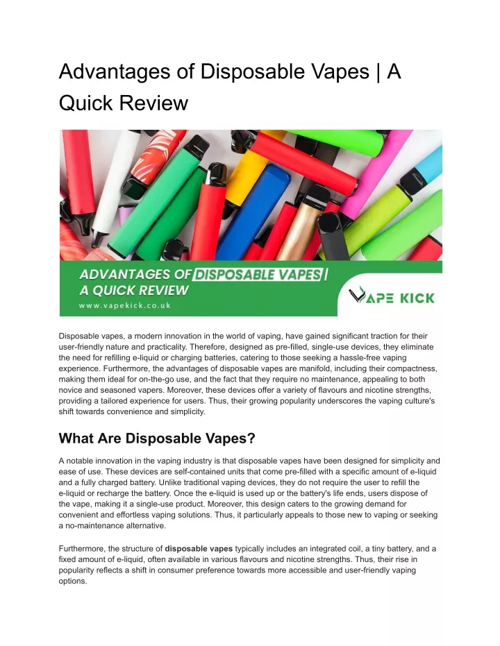 advantages of disposable vapes a quick review