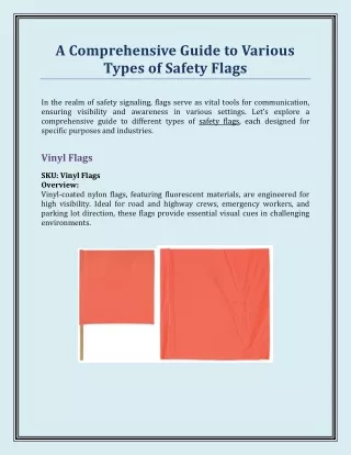 A Comprehensive Guide to Various Types of Safety Flags