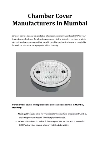 Chamber Cover Manufacturers In Mumbai