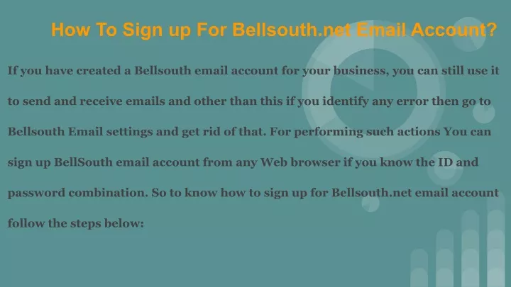 how to sign up for bellsouth net email account