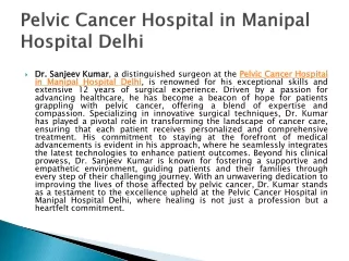 Pelvic Cancer Hospital in Manipal Hospital Delhi