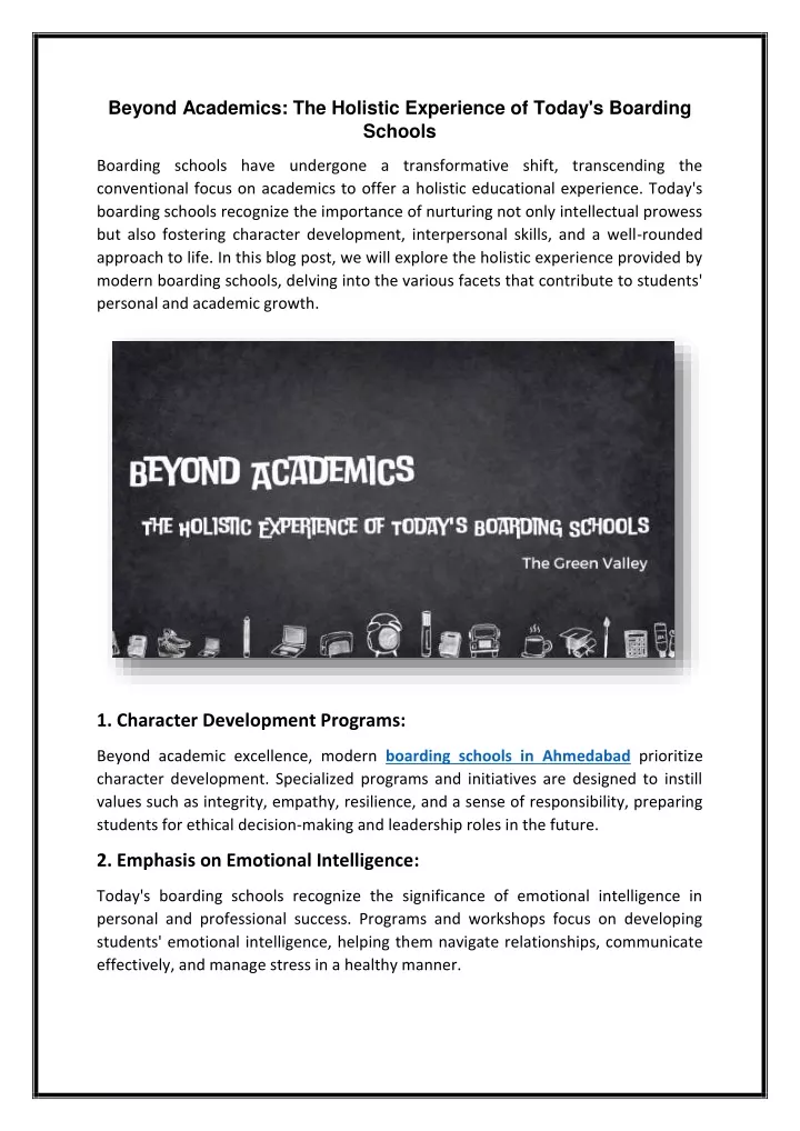 beyond academics the holistic experience of today