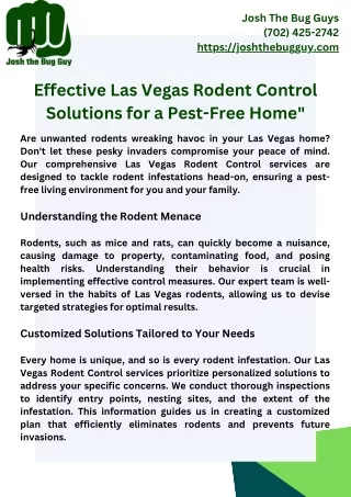 Effective Las Vegas Rodent Control Solutions for a Pest-Free Home