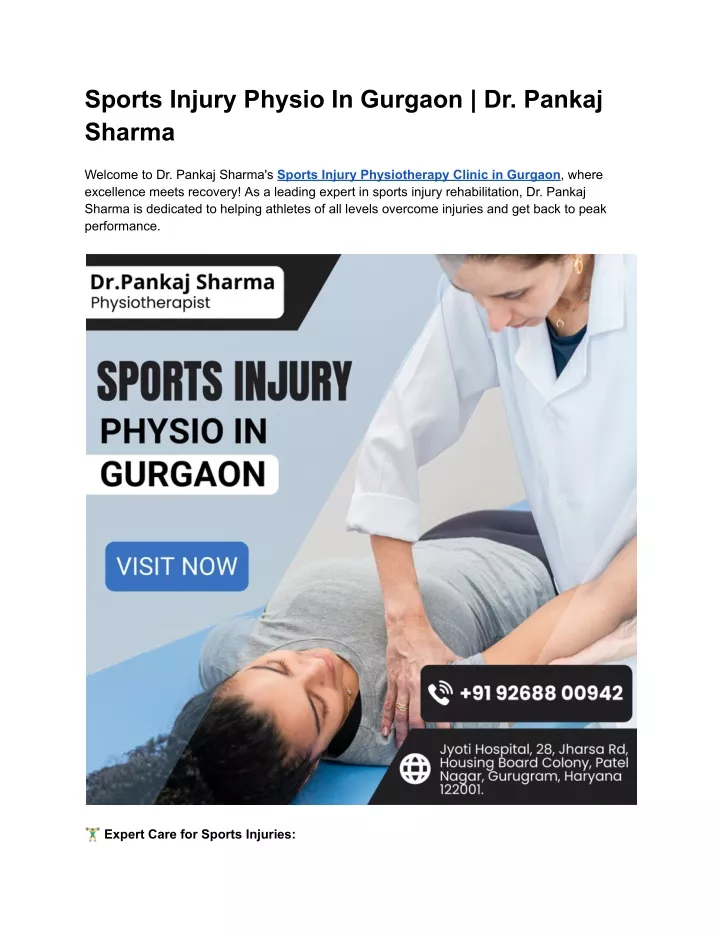 sports injury physio in gurgaon dr pankaj sharma