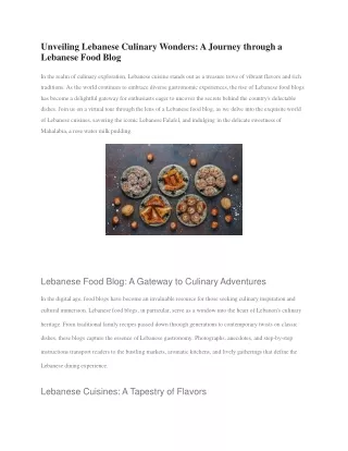 Unveiling Lebanese Culinary Wonders, A Journey through a Lebanese Food Blog