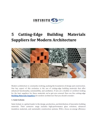 5 Cutting-Edge Building Materials Suppliers for Modern Architecture