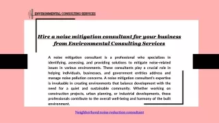 Hire a noise mitigation consultant for your business from Environmental Consulti