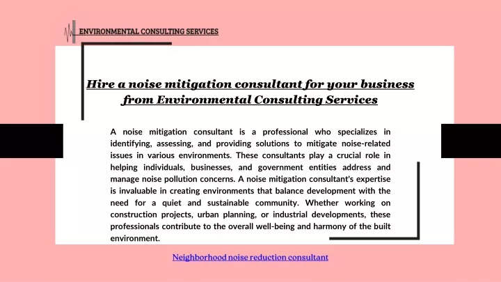 hire a noise mitigation consultant for your