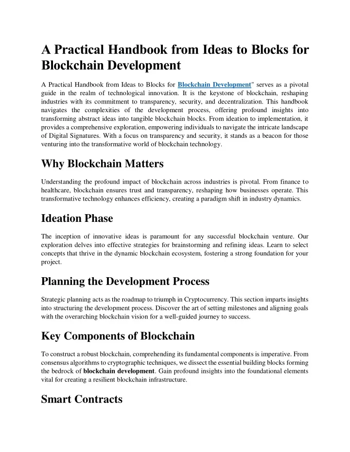 a practical handbook from ideas to blocks