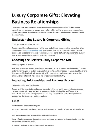 Luxury Corporate Gifts: Elevating Business Relationships