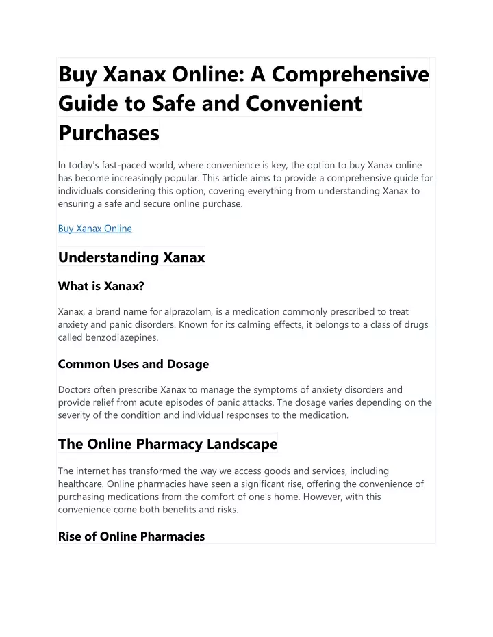 buy xanax online a comprehensive guide to safe