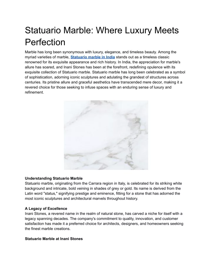 statuario marble where luxury meets perfection