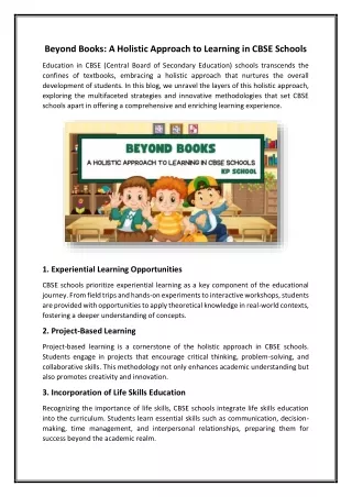 Beyond Books A Holistic Approach to Learning in CBSE Schools