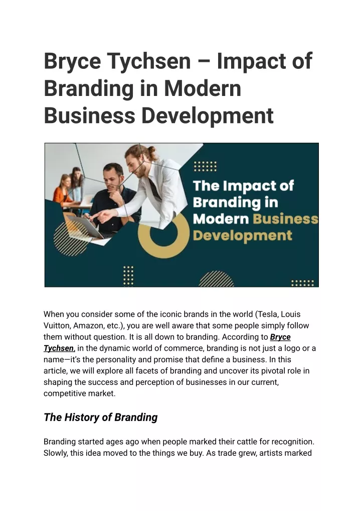 bryce tychsen impact of branding in modern