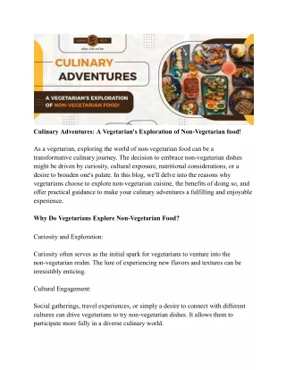 Culinary Adventures_ A Vegetarian's Exploration of Non-Vegetarian food