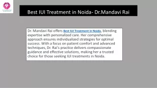 Best IUI Treatment in Noida- Dr Mandavi Rai