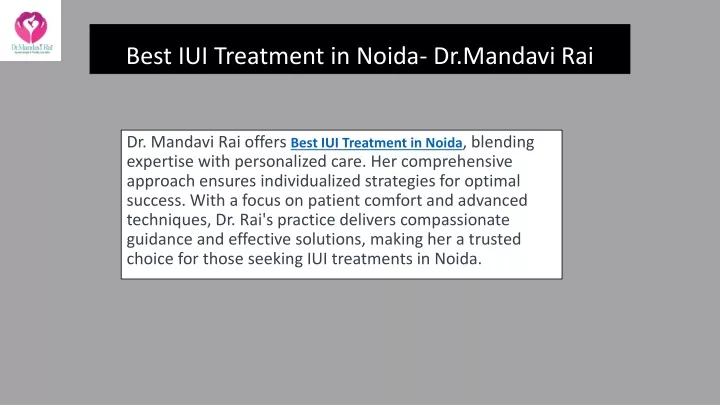 best iui treatment in noida dr mandavi rai