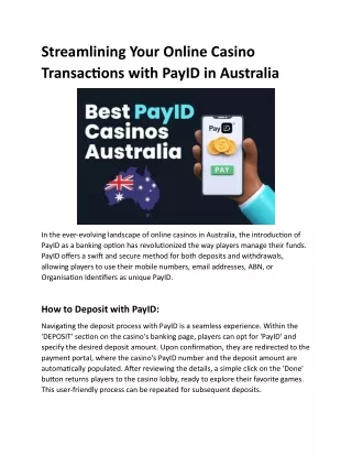 Streamlining Your Online Casino Transactions with PayID in Australia