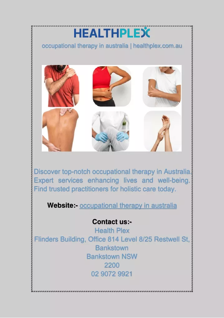 occupational therapy in australia healthplex