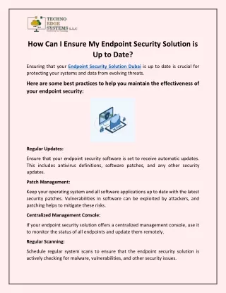 How Can I Ensure My Endpoint Security Solution is Up to Date?