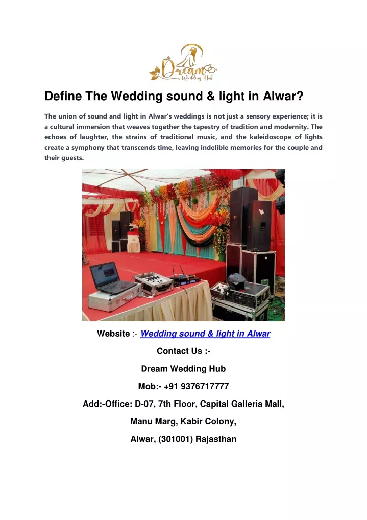 define the wedding sound light in alwar